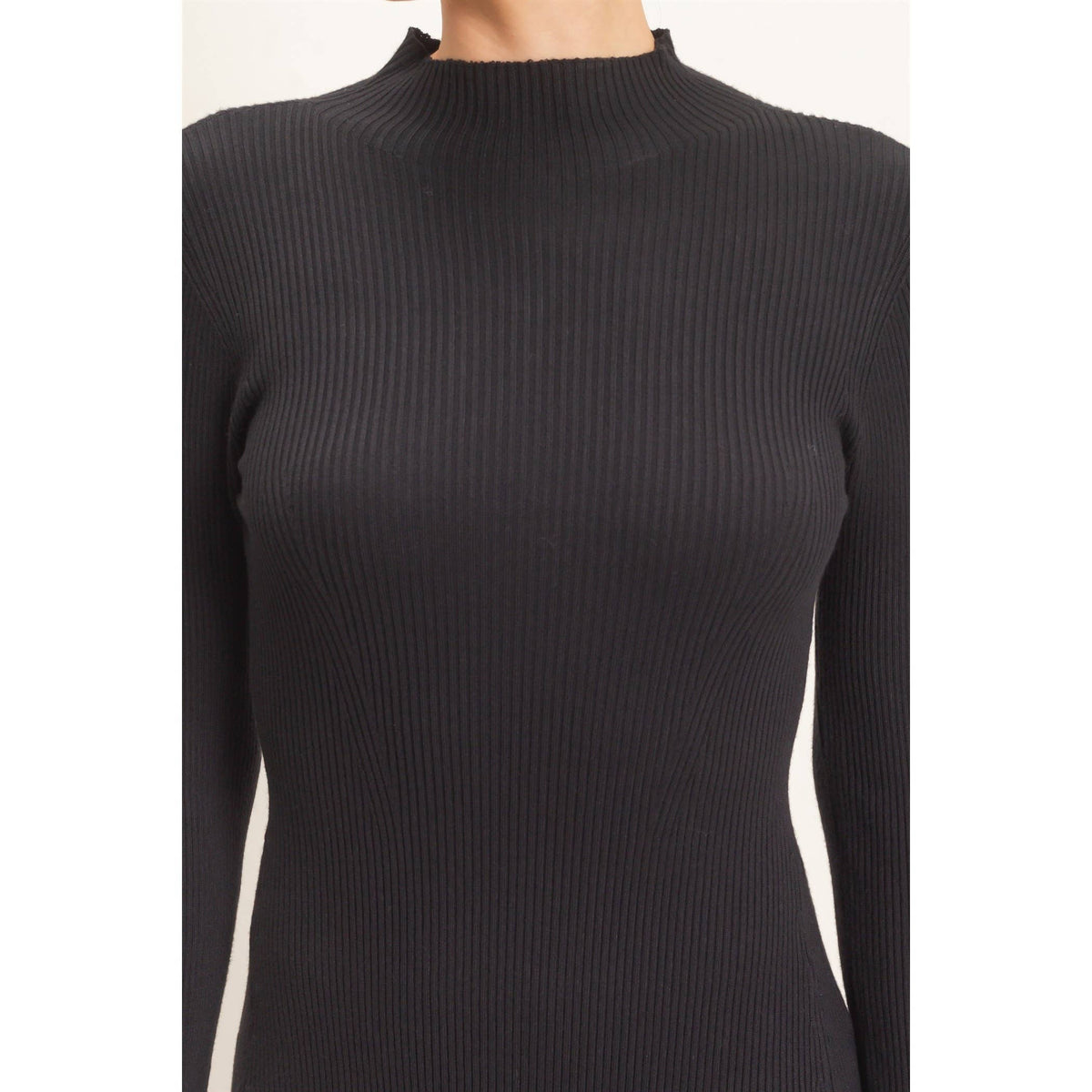 The Arden Ribbed Mock Neck Midi Dress