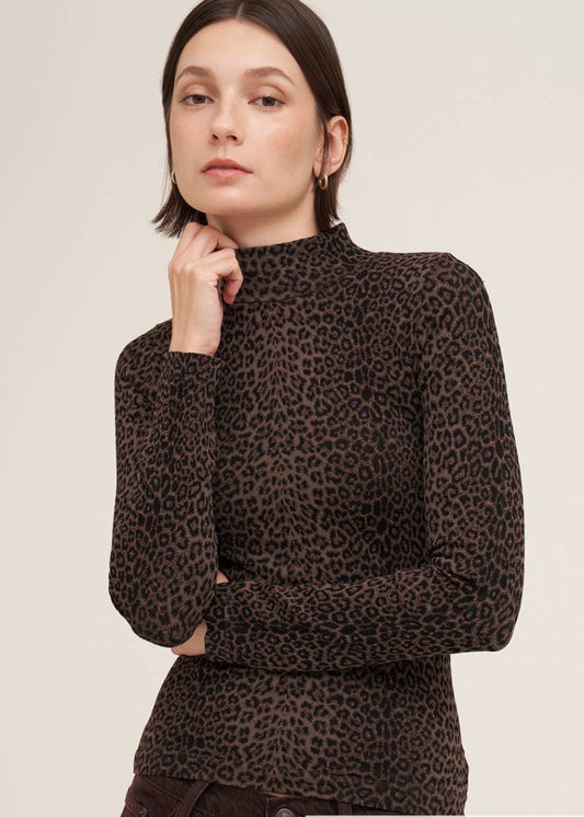 Leopard Mock Neck Long Sleeve Top