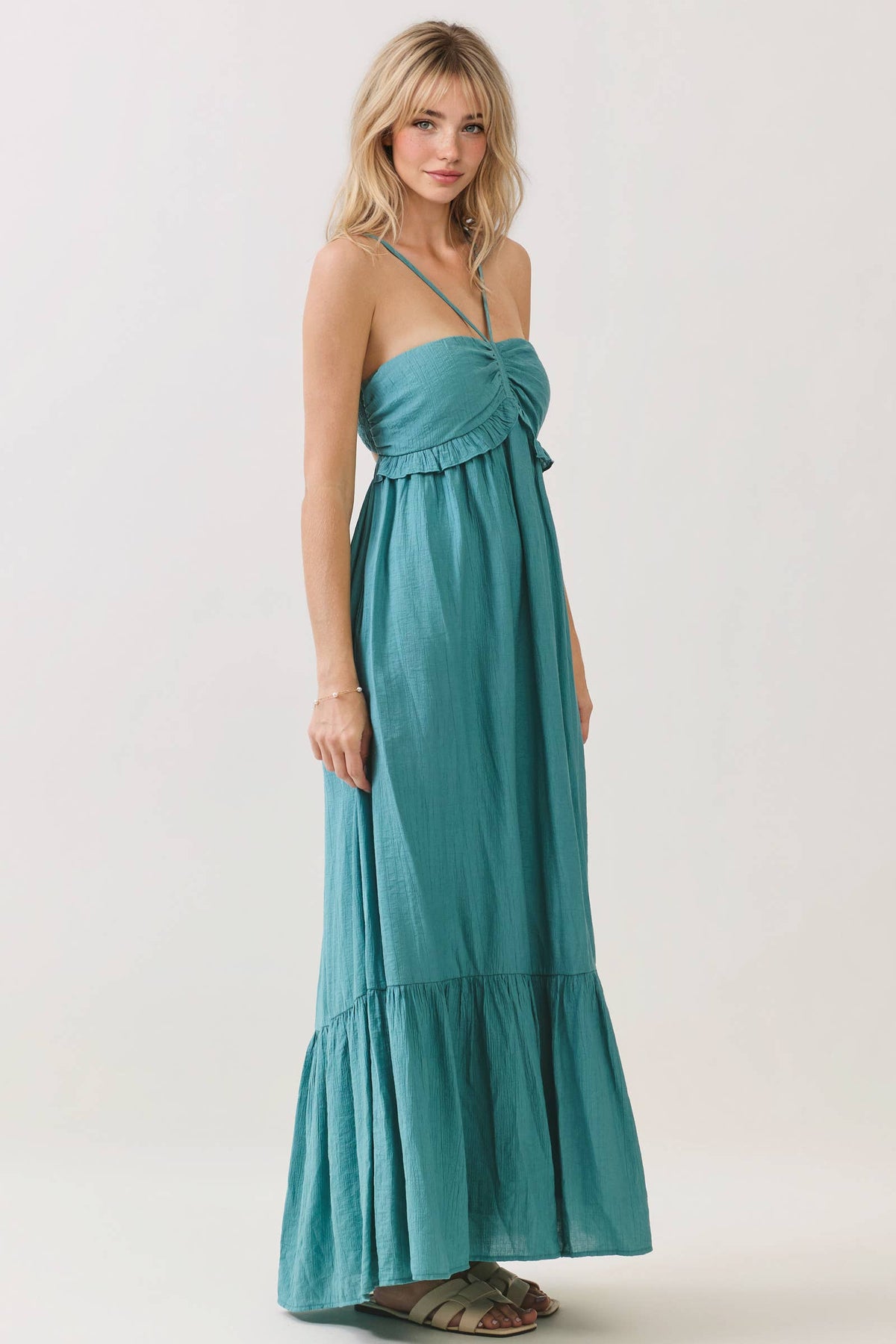 Halter Neck Tiered Maxi Dress
