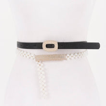 Load image into Gallery viewer, Pearl &amp; Rhinestone Layered Belt
