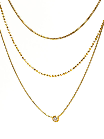 Paulette 18K Gold Trilayer CZ Chain Necklace