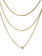 Load image into Gallery viewer, Paulette 18K Gold Trilayer CZ Chain Necklace
