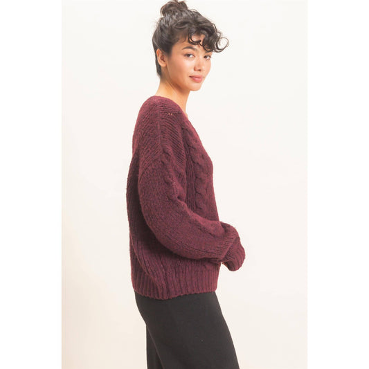 The Meg Cable Knit V-Neck Sweater
