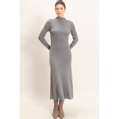 The Arden Ribbed Mock Neck Midi Dress