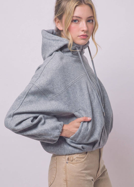 The Quinn Cropped Hooded Bomber Jacket