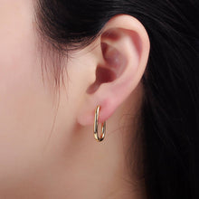Load image into Gallery viewer, 24K Gold Filled 20mm Minimalist Oblong Hoop Earrings
