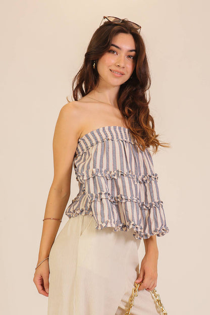 Blue Harbor Ruffle Tiered Strapless Top