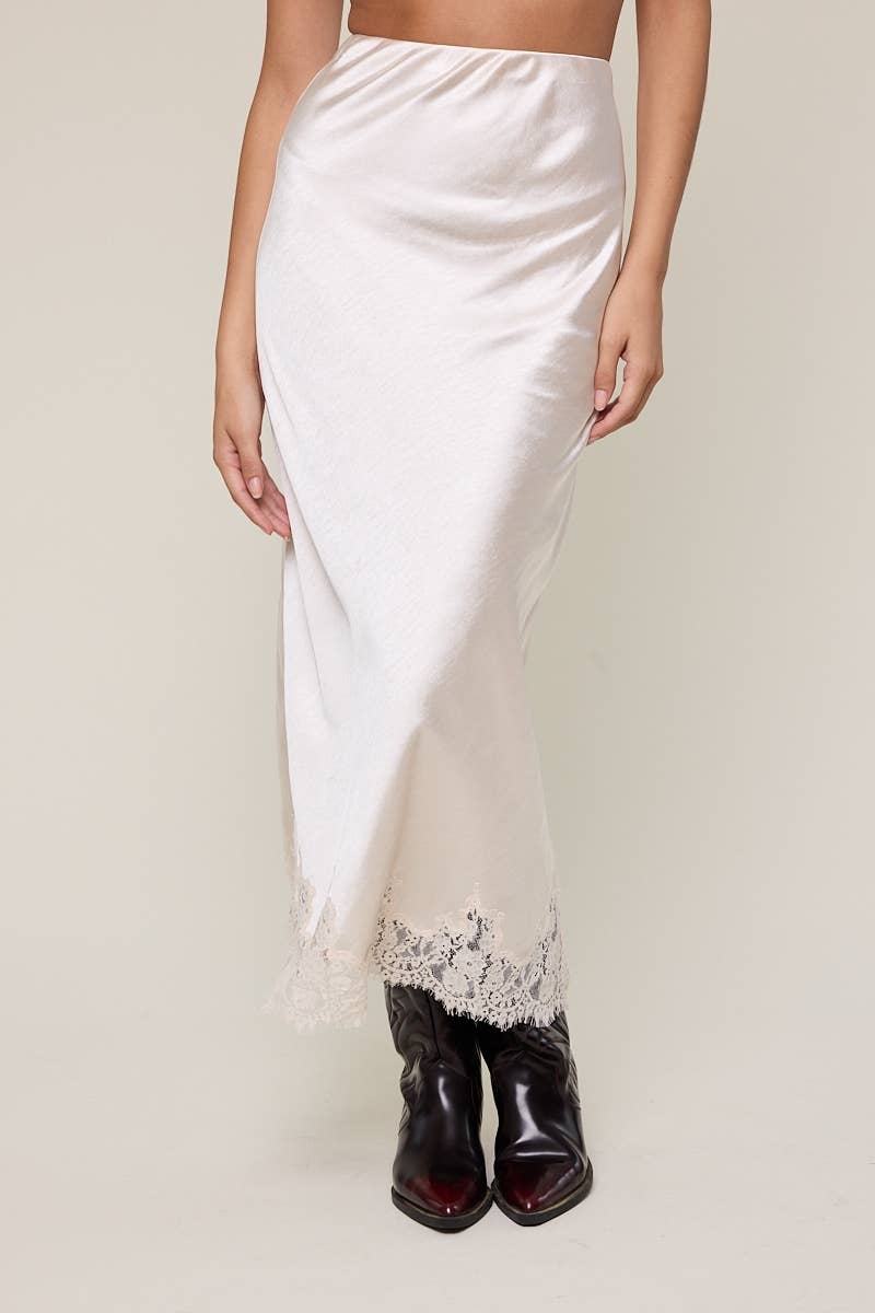 Valerie Lace Satin Midi Skirt