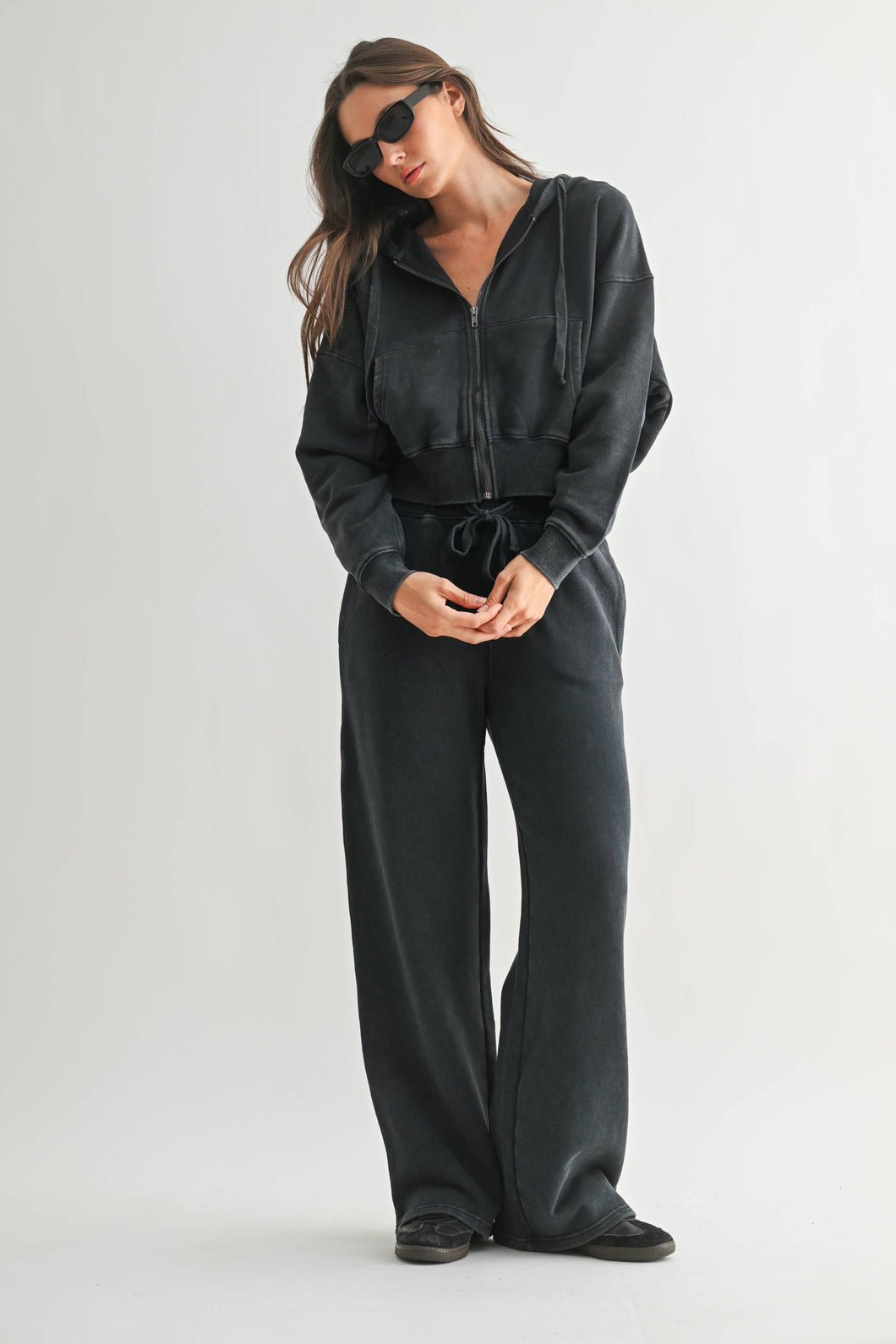 Gerri Mineral Wash Wide-Leg Sweatpant Set