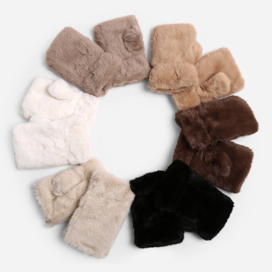 Faux Fur Fingerless Gloves