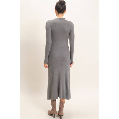 The Arden Ribbed Mock Neck Midi Dress