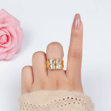 Load image into Gallery viewer, 24K Gold Filled Double Baguette CZ Signet Wrap Ring
