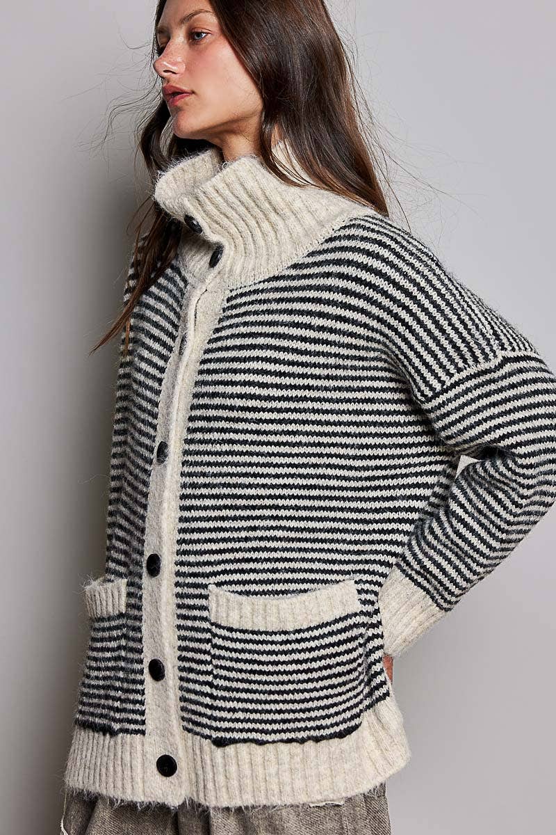 The Aspen Striped Knit Sweater Cardigan
