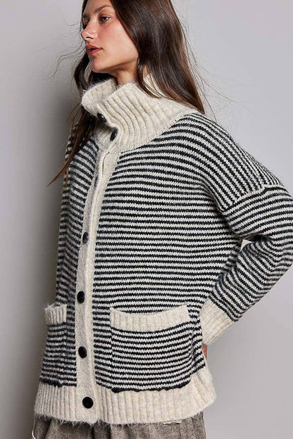 The Aspen Striped Knit Sweater Cardigan
