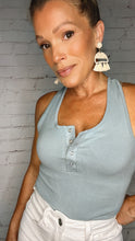 Load image into Gallery viewer, Button Down Racerback Bodysuit (Slate Blue)
